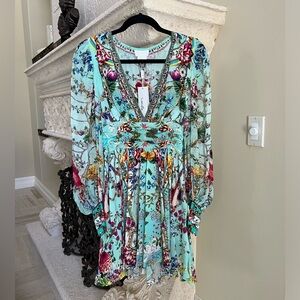 NWT CAMILLA HONEY HONEY SHORT DRESS W BLOUSON SLEEVE